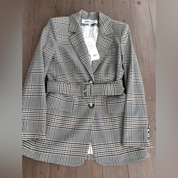 Veronica Beard Ryanne Belted Plaid Dickey Jacket ecru green multi NWT - Picture 7 of 11